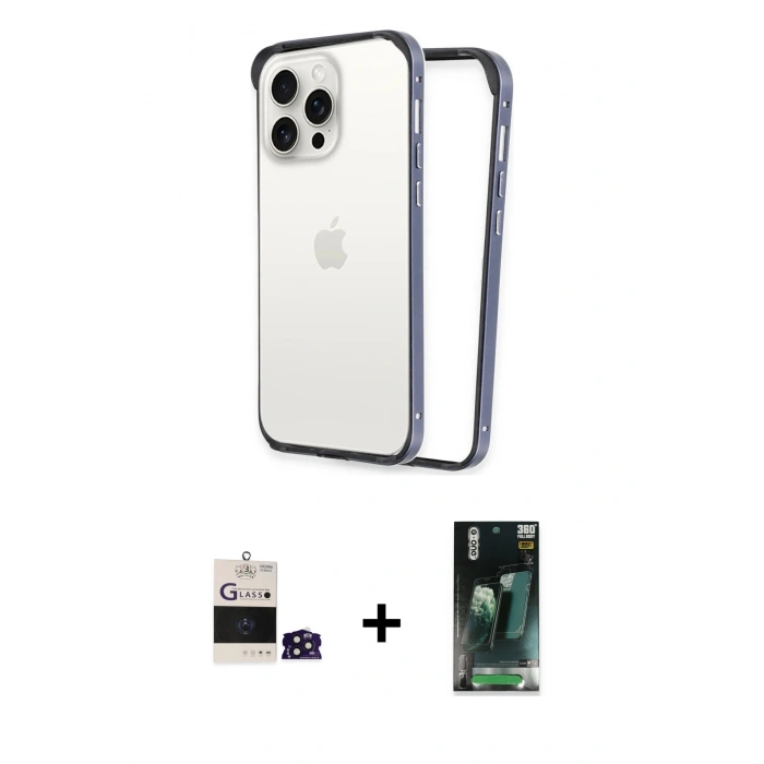 MARSİLYAN™- iPhone 14 Pro Max Kılıf Pusula Asil Koleksiyonu - Şeffaf 360 Full Body Arka Koruyucu + Bilvis Titan Kamera Lens - DNMR
