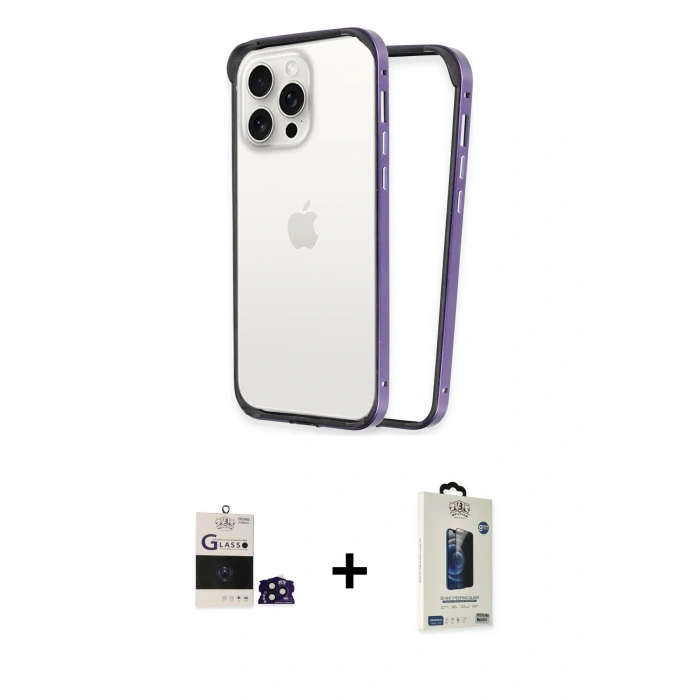 MARSİLYAN™- iPhone 14 Pro Max Kılıf Pusula Asil Koleksiyonu - Siyah Bilvis Hayalet Cam Ekran Koruyucu + Bilvis Titan Kamera Lens - DNMR