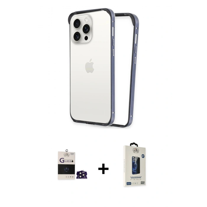 MARSİLYAN™- iPhone 14 Pro Max Kılıf Pusula Asil Koleksiyonu - Siyah Bilvis Hayalet Cam Ekran Koruyucu + Bilvis Titan Kamera Lens - DNMR