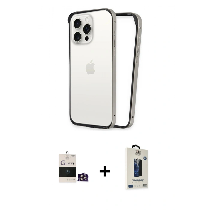 MARSİLYAN™- iPhone 14 Pro Max Kılıf Pusula Asil Koleksiyonu - Siyah Bilvis Hayalet Cam Ekran Koruyucu + Bilvis Titan Kamera Lens - GD