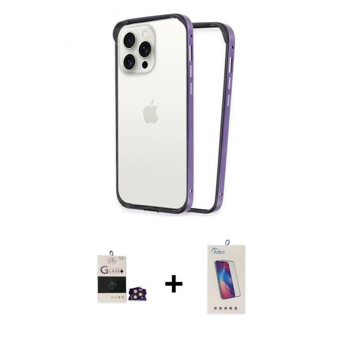 MARSİLYAN™- iPhone 14 Pro Max Kılıf Pusula Asil Koleksiyonu - Siyah Joko 5D Cam + Bilvis Titan Kamera Lens - GD