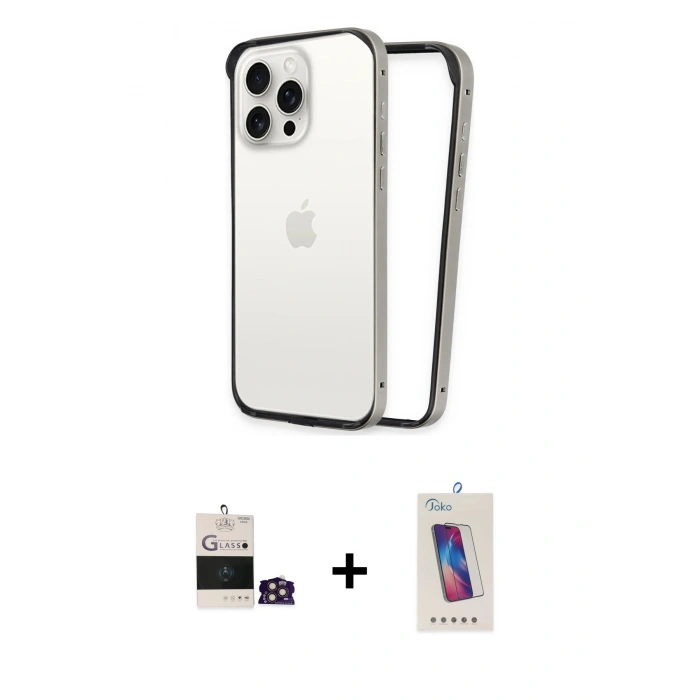 MARSİLYAN™- iPhone 14 Pro Max Kılıf Pusula Asil Koleksiyonu - Siyah Joko 5D Cam + Bilvis Titan Kamera Lens - GD