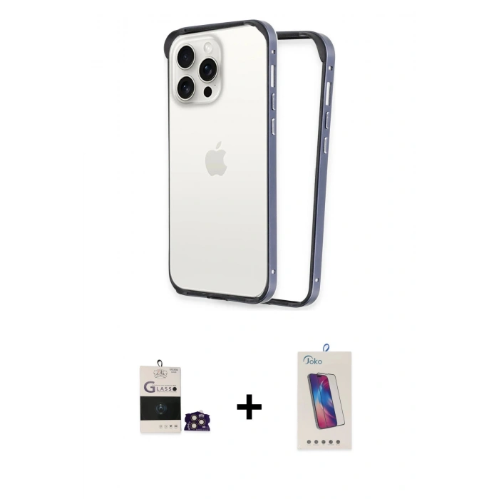 MARSİLYAN™- iPhone 14 Pro Max Kılıf Pusula Asil Koleksiyonu - Siyah Joko 5D Cam + Bilvis Titan Kamera Lens - GD