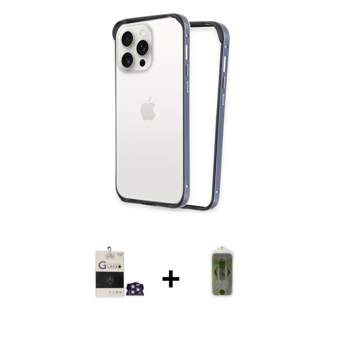 MARSİLYAN™- iPhone 14 Pro Max Kılıf Pusula Asil Koleksiyonu - Siyah Joko Magic 5D Hayalet Cam + Bilvis Titan Kamera Lens - GS