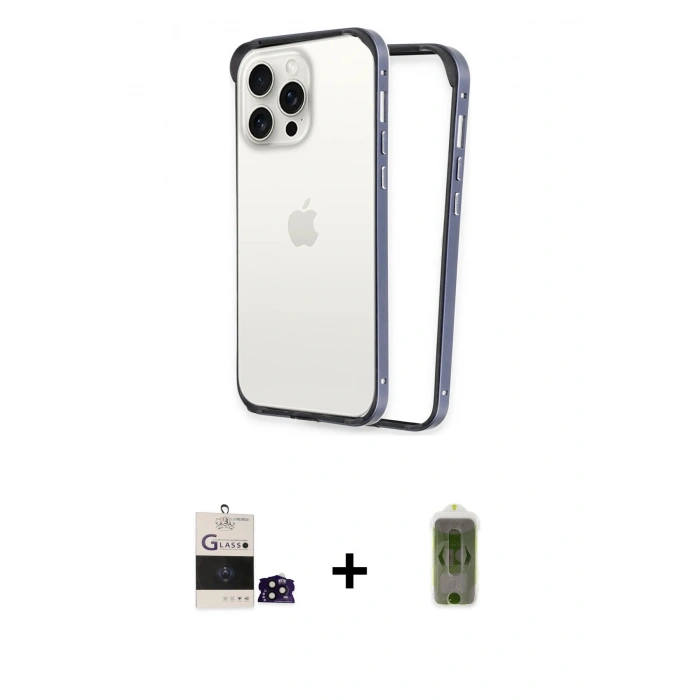 MARSİLYAN™- iPhone 14 Pro Max Kılıf Pusula Asil Koleksiyonu - Siyah Joko Magic 5D Hayalet Cam + Bilvis Titan Kamera Lens - SH