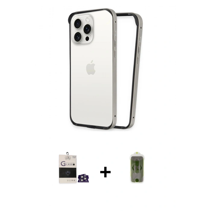 MARSİLYAN™- iPhone 14 Pro Max Kılıf Pusula Asil Koleksiyonu - Siyah Joko Magic 5D Hayalet Cam + Bilvis Titan Kamera Lens - GS