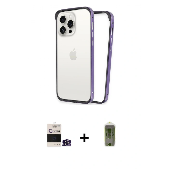 MARSİLYAN™- iPhone 14 Pro Max Kılıf Pusula Asil Koleksiyonu - Siyah Joko Magic 5D Hayalet Cam + Bilvis Titan Kamera Lens - DNMR
