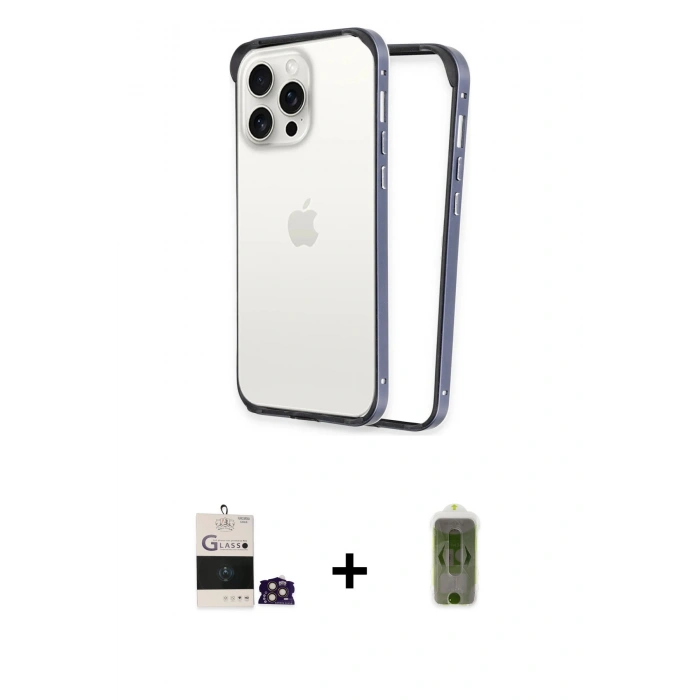 MARSİLYAN™- iPhone 14 Pro Max Kılıf Pusula Asil Koleksiyonu - Siyah Joko Magic 5D Hayalet Cam + Bilvis Titan Kamera Lens - GD