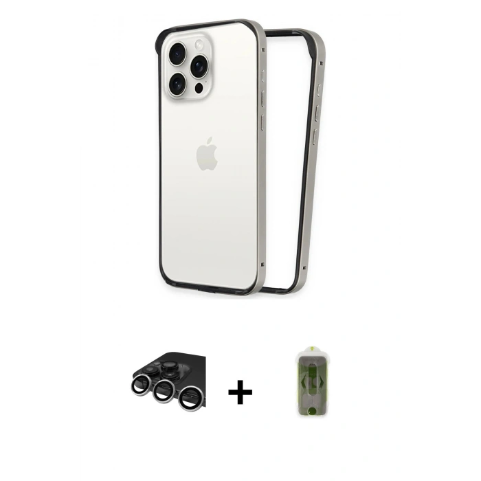 MARSİLYAN™- iPhone 14 Pro Max Kılıf Pusula Asil Koleksiyonu - Siyah Joko Magic 5D Hayalet Cam + Raze Metal Kamera Lens - GS