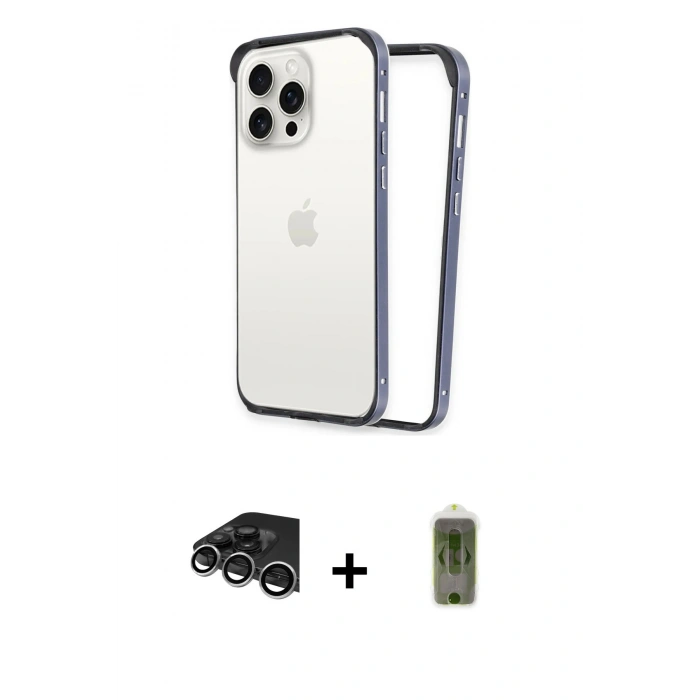 MARSİLYAN™- iPhone 14 Pro Max Kılıf Pusula Asil Koleksiyonu - Siyah Joko Magic 5D Hayalet Cam + Raze Metal Kamera Lens - GS
