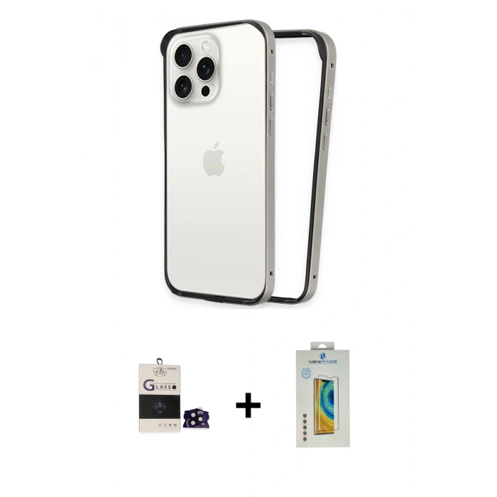 MARSİLYAN™- iPhone 14 Pro Max Kılıf Pusula Asil Koleksiyonu - Siyah Polymer Nano Ekran Koruyucu + Bilvis Titan Kamera Lens - SH