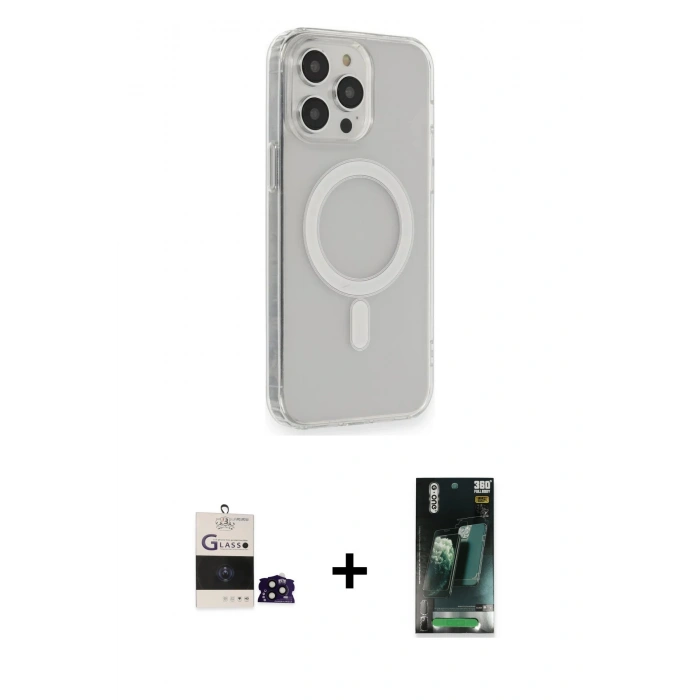 MARSİLYAN™- iPhone 14 Pro Max Kılıf Pusula Çizgi Koleksiyonu - Siyah 360 Mat Full Body Arka Koruyucu + Siyah Bilvis Titan Kamera Lens