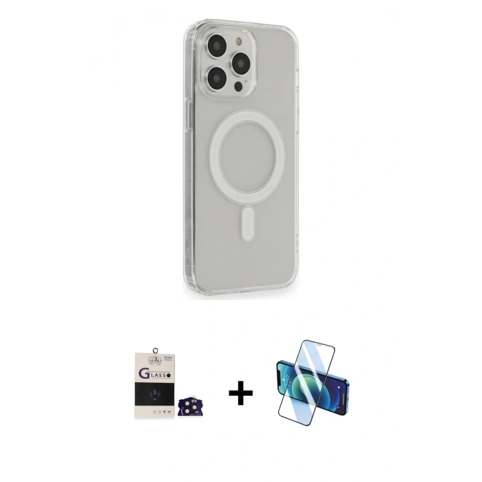 MARSİLYAN™- iPhone 14 Pro Max Kılıf Pusula Çizgi Koleksiyonu - Siyah 3D Antistatik Cam Ekran Koruyucu + Derin Mor Bilvis Titan Kamera Lens