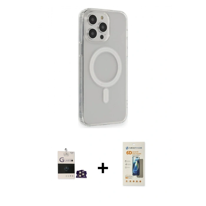 MARSİLYAN™- iPhone 14 Pro Max Kılıf Pusula Çizgi Koleksiyonu - Siyah 6D Mat Seramik Hayalet Nano Ekran Koruyucu + Bilvis Titan Kamera Lens - GD