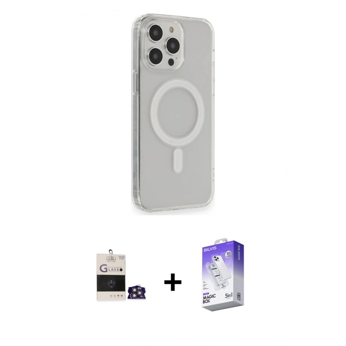 MARSİLYAN™- iPhone 14 Pro Max Kılıf Pusula Çizgi Koleksiyonu - Siyah Bilvis 5in1 3D Magic Cam Ekran Koruyucu + Bilvis Titan Kamera Lens - GS