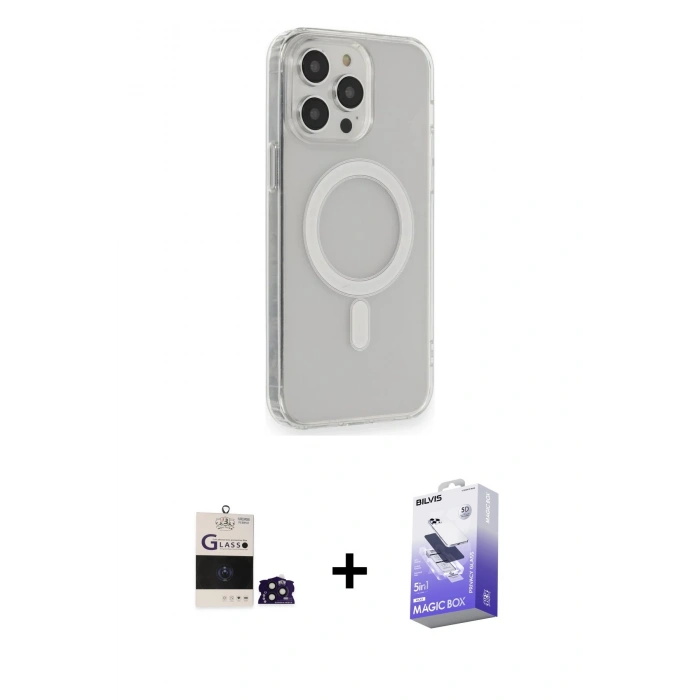 MARSİLYAN™- iPhone 14 Pro Max Kılıf Pusula Çizgi Koleksiyonu - Siyah Bilvis 5in1 5D Magic Hayalet Cam Ekran Koruyucu + Bilvis Titan Kamera Lens - DNMR
