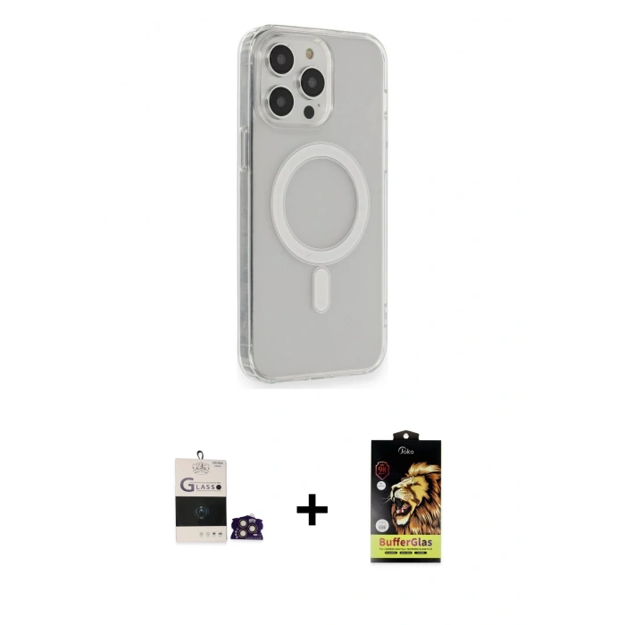 MARSİLYAN™- iPhone 14 Pro Max Kılıf Pusula Çizgi Koleksiyonu - Siyah Buffer Cam Ekran Koruyucu + Gold Bilvis Titan Kamera Lens