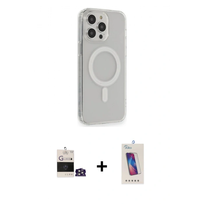 MARSİLYAN™- iPhone 14 Pro Max Kılıf Pusula Çizgi Koleksiyonu - Siyah Joko 5D Cam + Bilvis Titan Kamera Lens - GS
