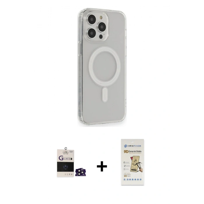 MARSİLYAN™- iPhone 14 Pro Max Kılıf Pusula Çizgi Koleksiyonu - Siyah Mat Seramik Nano Ekran Koruyucu + Derin Mor Bilvis Titan Kamera Lens