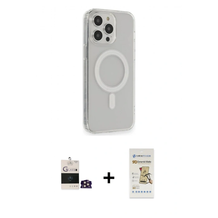 MARSİLYAN™- iPhone 14 Pro Max Kılıf Pusula Çizgi Koleksiyonu - Siyah Mat Seramik Nano Ekran Koruyucu + Bilvis Titan Kamera Lens - GD