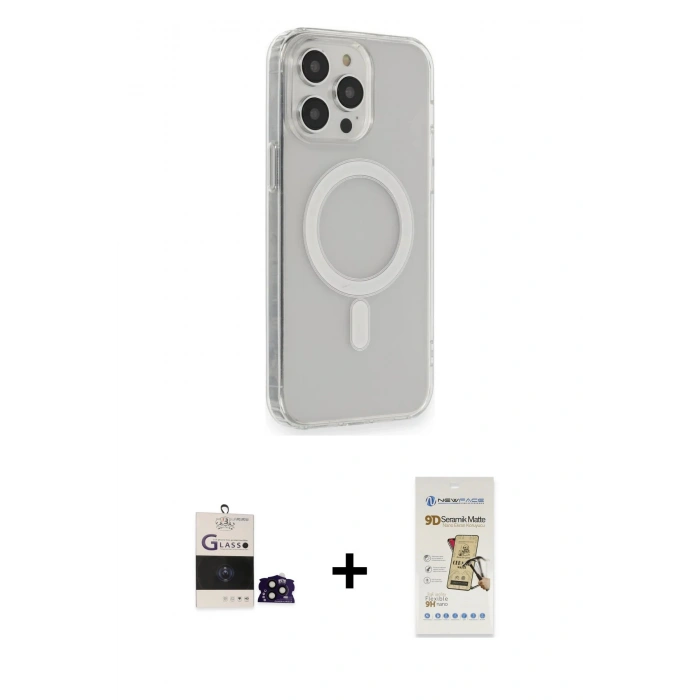 MARSİLYAN™- iPhone 14 Pro Max Kılıf Pusula Çizgi Koleksiyonu - Siyah Mat Seramik Nano Ekran Koruyucu + Siyah Bilvis Titan Kamera Lens