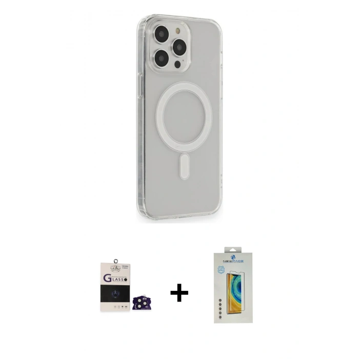 MARSİLYAN™- iPhone 14 Pro Max Kılıf Pusula Çizgi Koleksiyonu - Siyah Polymer Nano Ekran Koruyucu + Bilvis Titan Kamera Lens - DNMR