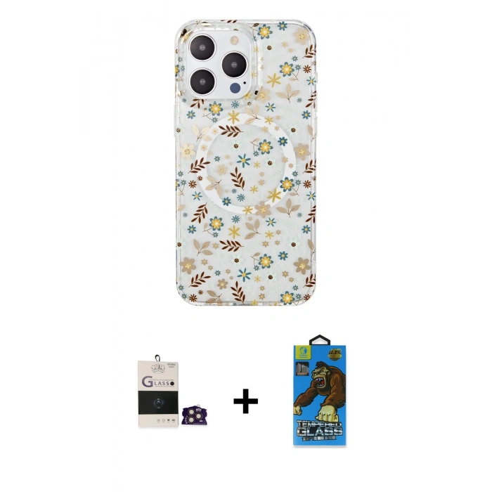 MARSİLYAN™- iPhone 14 Pro Max Kılıf Pusula Form - Siyah 18D Cam Ekran Koruyucu + Bilvis Titan Kamera Lens - GD