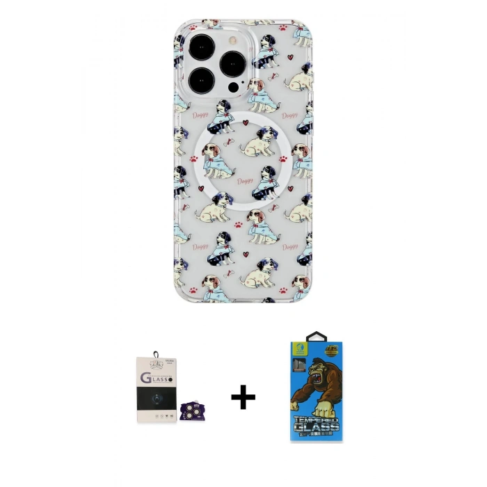 MARSİLYAN™- iPhone 14 Pro Max Kılıf Pusula Form - Siyah 18D Cam Ekran Koruyucu + Bilvis Titan Kamera Lens - GD