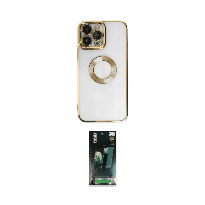 MARSİLYAN™- iPhone 14 Pro Max Kılıf Pusula Form - Siyah 360 Mat Full Body Arka Koruyucu