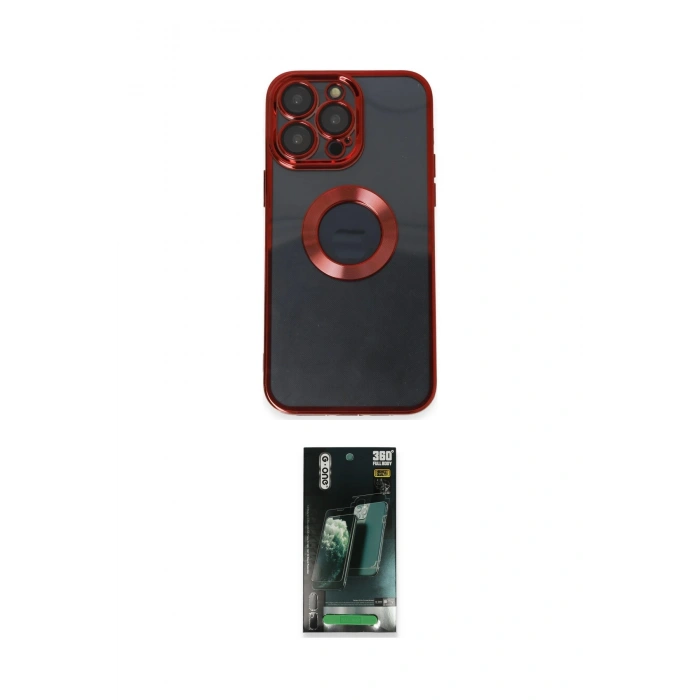 MARSİLYAN™- iPhone 14 Pro Max Kılıf Pusula Form - Siyah 360 Mat Full Body Arka Koruyucu