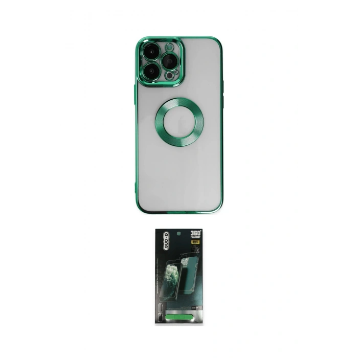 MARSİLYAN™- iPhone 14 Pro Max Kılıf Pusula Form - Siyah 360 Mat Full Body Arka Koruyucu