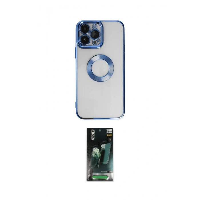 MARSİLYAN™- iPhone 14 Pro Max Kılıf Pusula Form - Siyah 360 Mat Full Body Arka Koruyucu