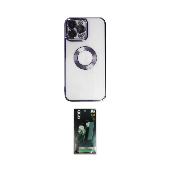 MARSİLYAN™- iPhone 14 Pro Max Kılıf Pusula Form - Siyah 360 Mat Full Body Arka Koruyucu