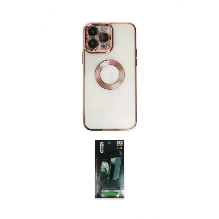 MARSİLYAN™- iPhone 14 Pro Max Kılıf Pusula Form - Siyah 360 Mat Full Body Arka Koruyucu