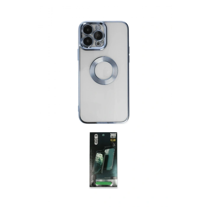 MARSİLYAN™- iPhone 14 Pro Max Kılıf Pusula Form - Siyah 360 Mat Full Body Arka Koruyucu