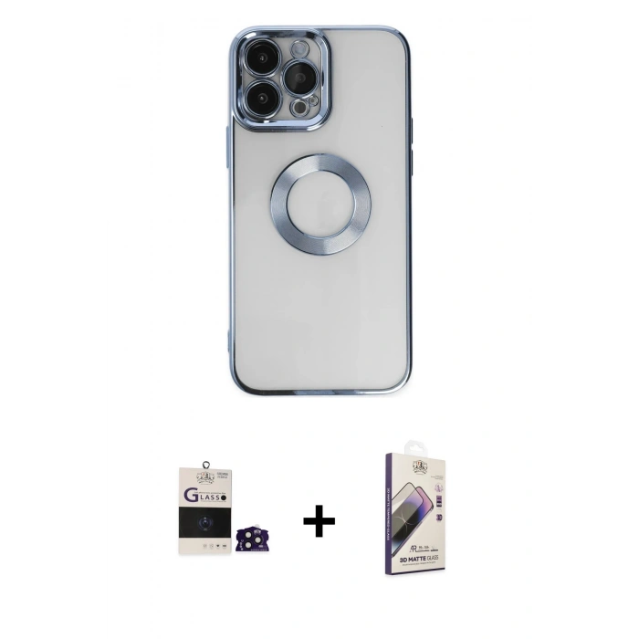 MARSİLYAN™- iPhone 14 Pro Max Kılıf Pusula Form - Siyah Bilvis 3D Mat Cam Ekran Koruyucu + Bilvis Titan Kamera Lens - DNMR