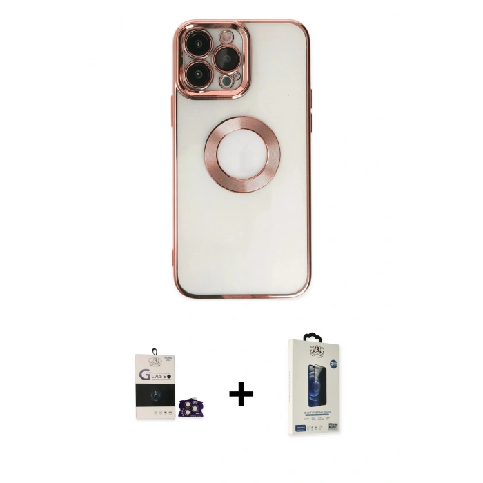 MARSİLYAN™- iPhone 14 Pro Max Kılıf Pusula Form - Siyah Bilvis Hayalet Cam Ekran Koruyucu + Bilvis Titan Kamera Lens - GD