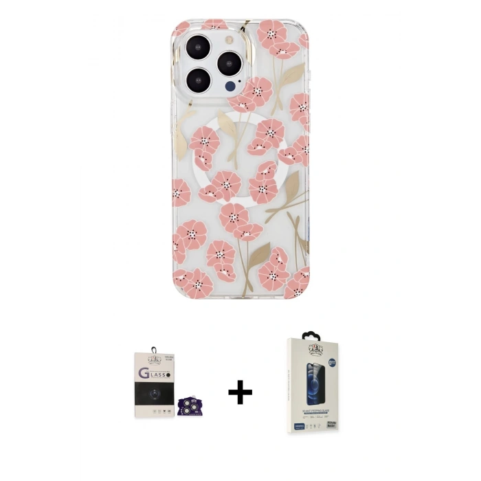 MARSİLYAN™- iPhone 14 Pro Max Kılıf Pusula Form - Siyah Bilvis Hayalet Cam Ekran Koruyucu + Bilvis Titan Kamera Lens - GS