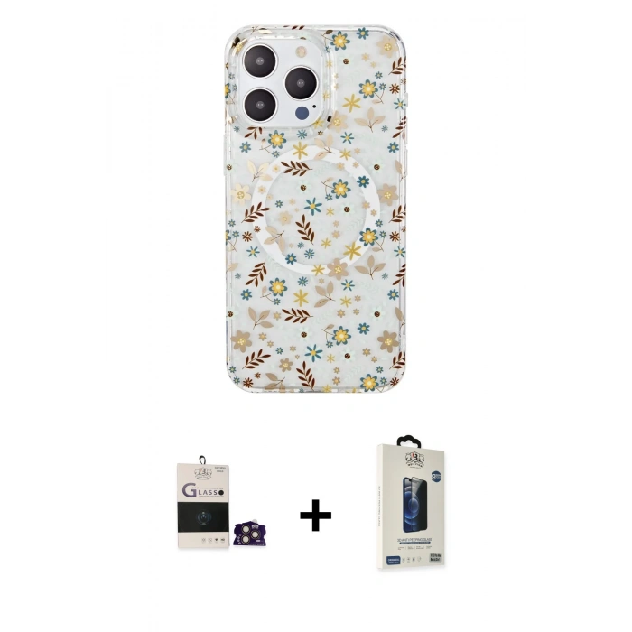 MARSİLYAN™- iPhone 14 Pro Max Kılıf Pusula Form - Siyah Bilvis Hayalet Cam Ekran Koruyucu + Bilvis Titan Kamera Lens - GD