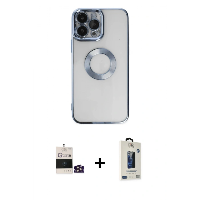 MARSİLYAN™- iPhone 14 Pro Max Kılıf Pusula Form - Siyah Bilvis Hayalet Cam Ekran Koruyucu + Bilvis Titan Kamera Lens - GD
