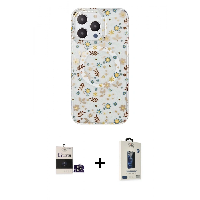 MARSİLYAN™- iPhone 14 Pro Max Kılıf Pusula Form - Siyah Bilvis Hayalet Cam Ekran Koruyucu + Bilvis Titan Kamera Lens - SH