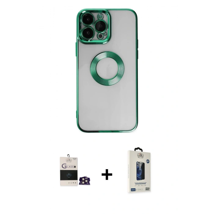 MARSİLYAN™- iPhone 14 Pro Max Kılıf Pusula Form - Siyah Bilvis Hayalet Cam Ekran Koruyucu + Bilvis Titan Kamera Lens - GD