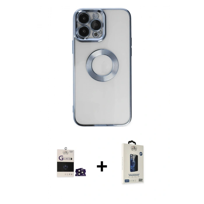 MARSİLYAN™- iPhone 14 Pro Max Kılıf Pusula Form - Siyah Bilvis Hayalet Cam Ekran Koruyucu + Bilvis Titan Kamera Lens - DNMR