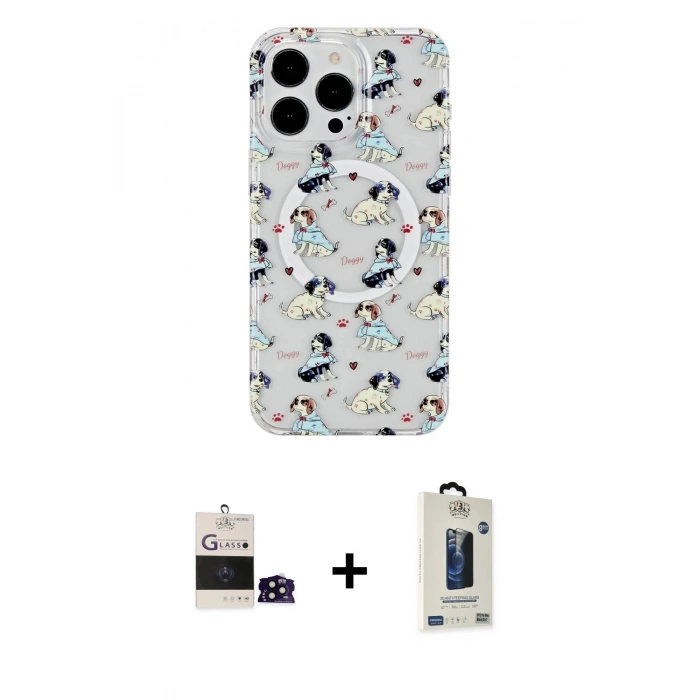 MARSİLYAN™- iPhone 14 Pro Max Kılıf Pusula Form - Siyah Bilvis Hayalet Cam Ekran Koruyucu + Bilvis Titan Kamera Lens - SH