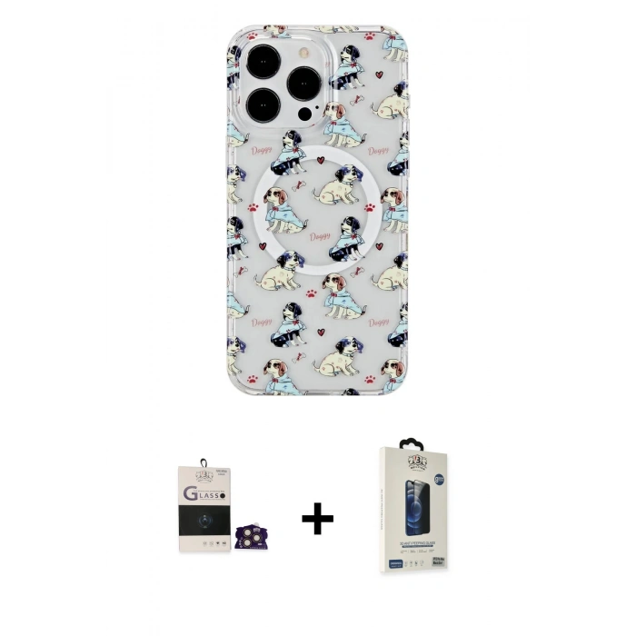 MARSİLYAN™- iPhone 14 Pro Max Kılıf Pusula Form - Siyah Bilvis Hayalet Cam Ekran Koruyucu + Bilvis Titan Kamera Lens - GD