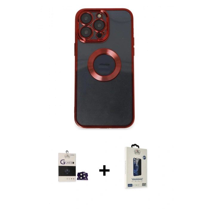 MARSİLYAN™- iPhone 14 Pro Max Kılıf Pusula Form - Siyah Bilvis Hayalet Cam Ekran Koruyucu + Bilvis Titan Kamera Lens - SH