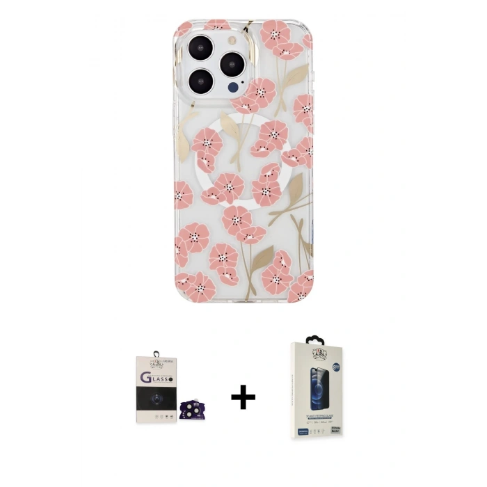 MARSİLYAN™- iPhone 14 Pro Max Kılıf Pusula Form - Siyah Bilvis Hayalet Cam Ekran Koruyucu + Bilvis Titan Kamera Lens - SH