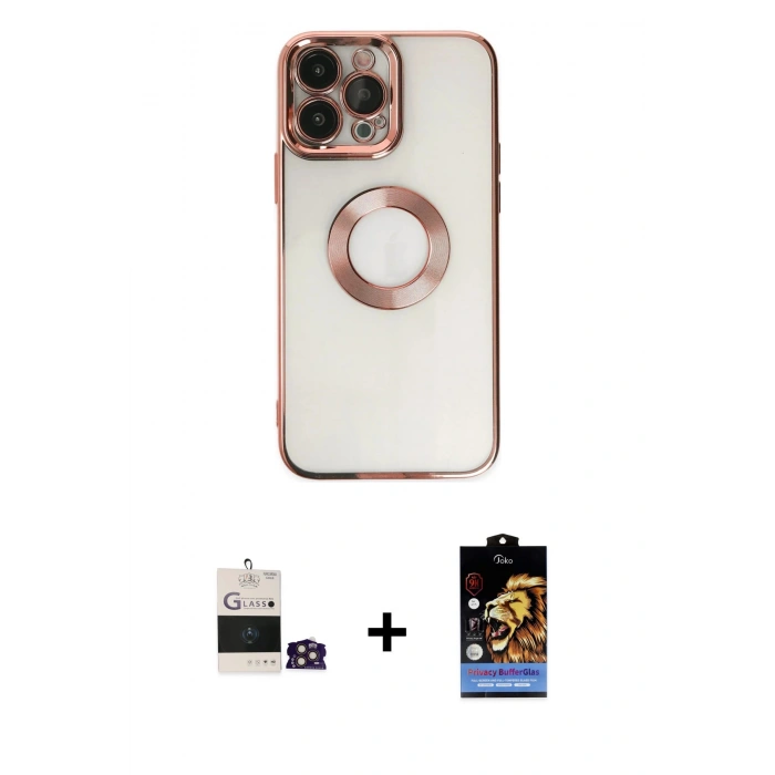 MARSİLYAN™- iPhone 14 Pro Max Kılıf Pusula Form - Siyah Buffer Hayalet Cam Ekran Koruyucu + Bilvis Titan Kamera Lens - GD
