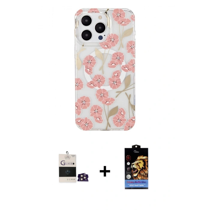 MARSİLYAN™- iPhone 14 Pro Max Kılıf Pusula Form - Siyah Buffer Hayalet Cam Ekran Koruyucu + Bilvis Titan Kamera Lens - GD