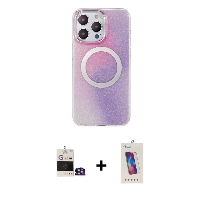 MARSİLYAN™- iPhone 14 Pro Max Kılıf Pusula Form - Siyah Joko 5D Cam + Bilvis Titan Kamera Lens - GS